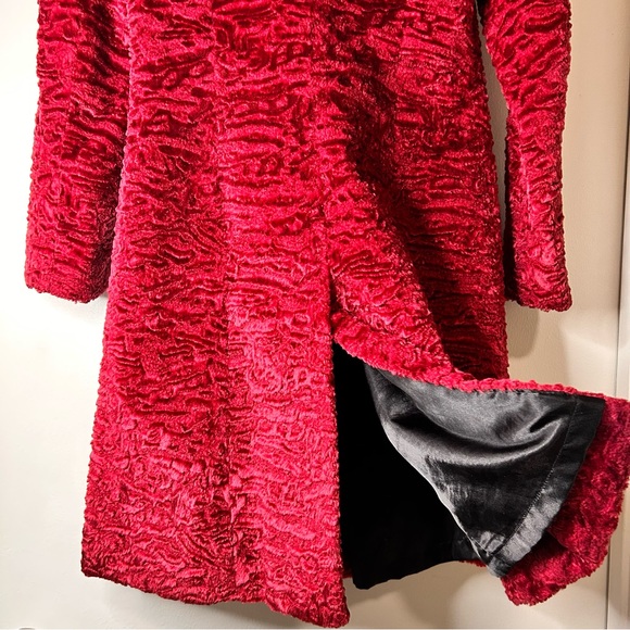 Bebe Burgundy Persian Lamb Faux Fur Coat - Size P - Picture 10 of 14
